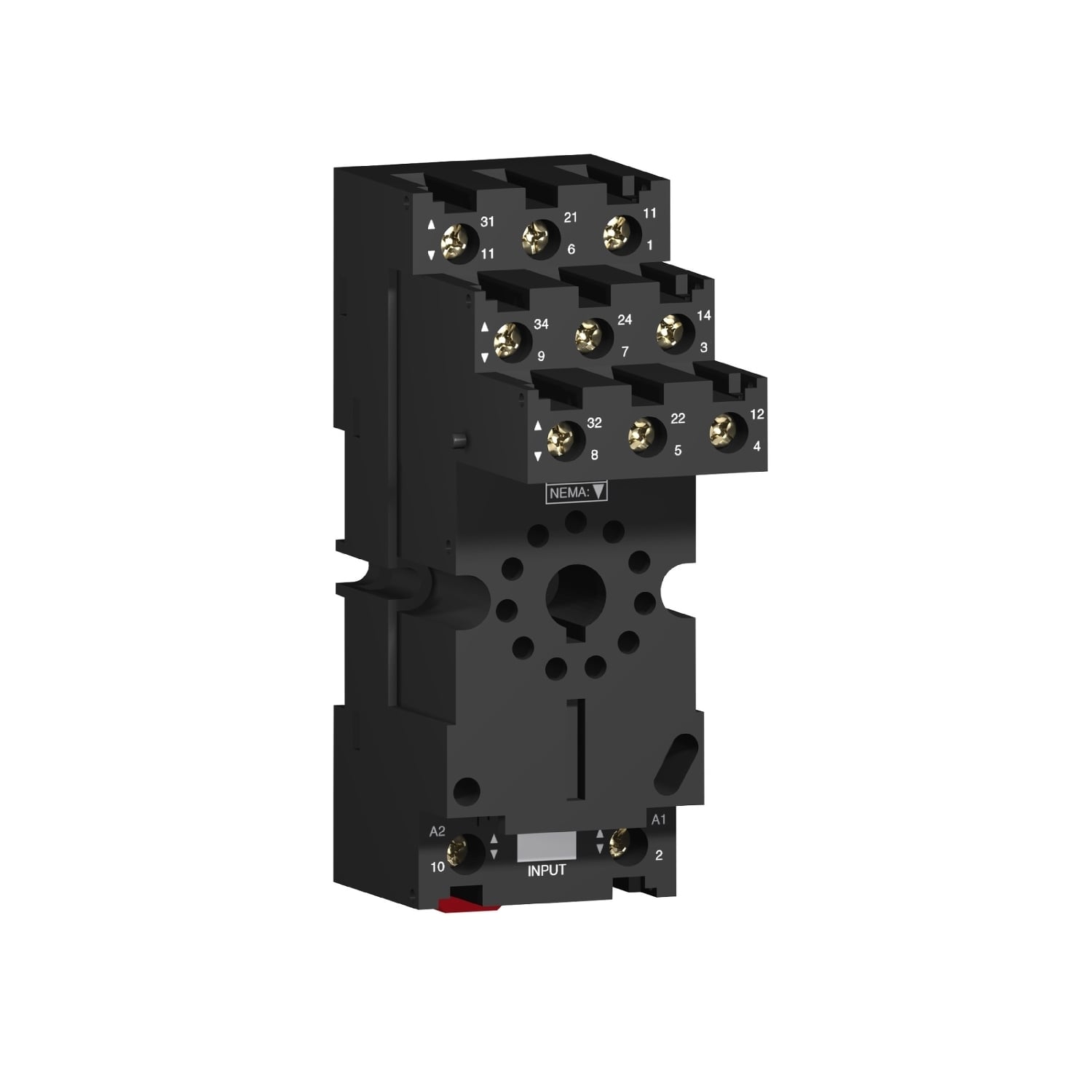 RUZSC3M Relay Socket With Bus Jumper, 250 V AC, 5 to 12 A, For Use With Zelio RUM 3 CO Plug-In Relay, 11 Pin