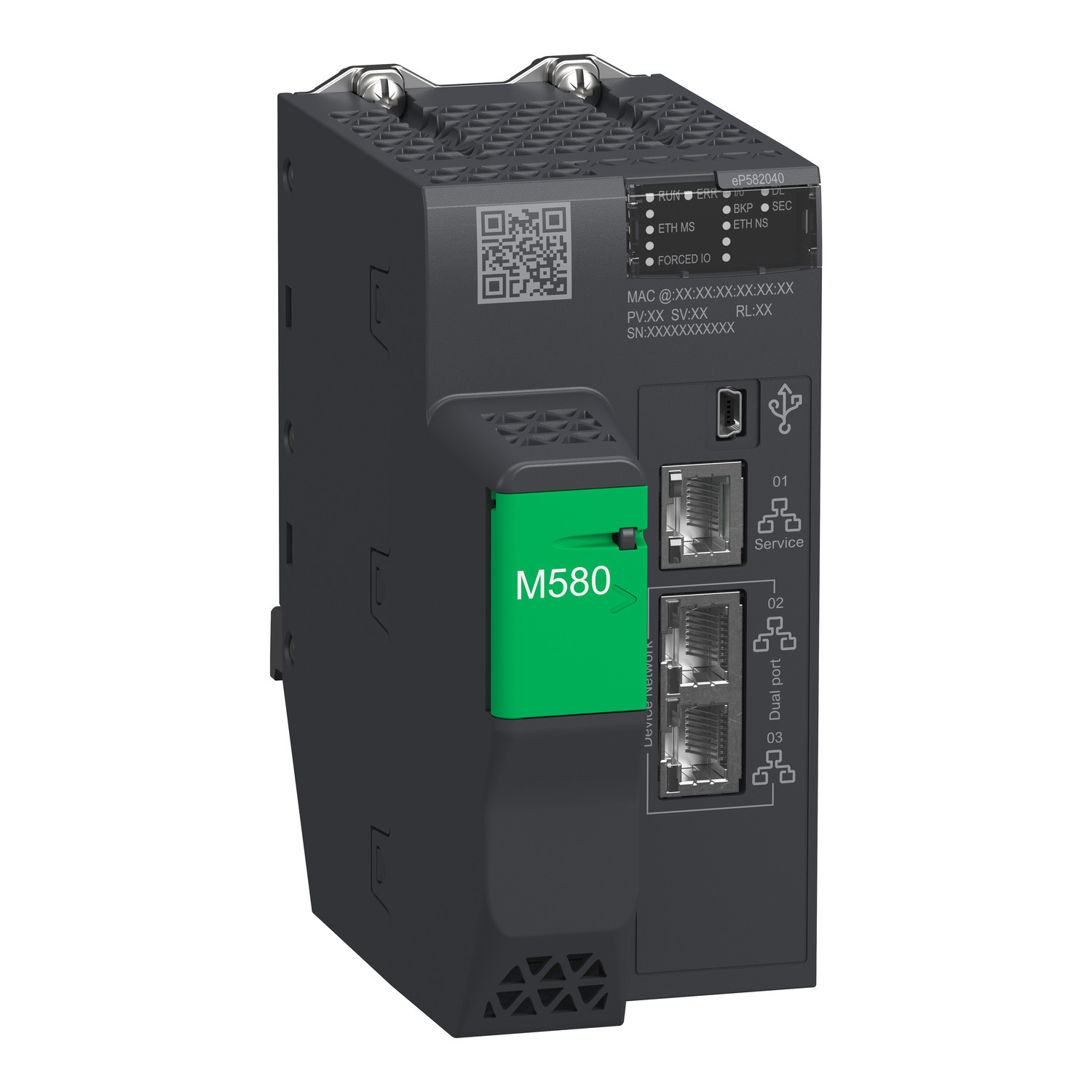 BMEP582040 Modicon 2-Level Remote Processor Module, 2048 Discrete/512 Analog Input/Output, 4 Expansion Racks, IP20 Enclosure