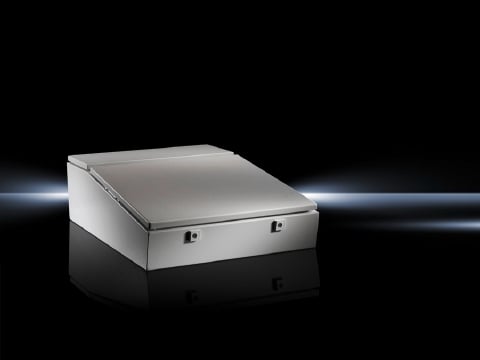6713500 TP Series Desk Console Enclosure, 63 in W x 28 in D x 9.3 in H, NEMA 12/IP55, Carbon Steel