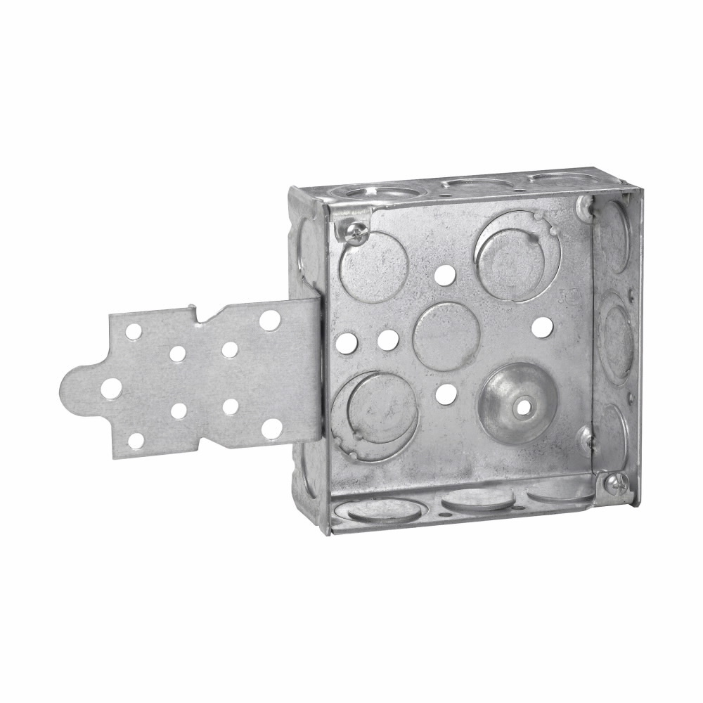 TP418 TP Welded Outlet Box, Steel, 22 cu-in Capacity, 1 Gangs, (13) Knockouts, 4 in H x 4 in W x 2-1/2 in D