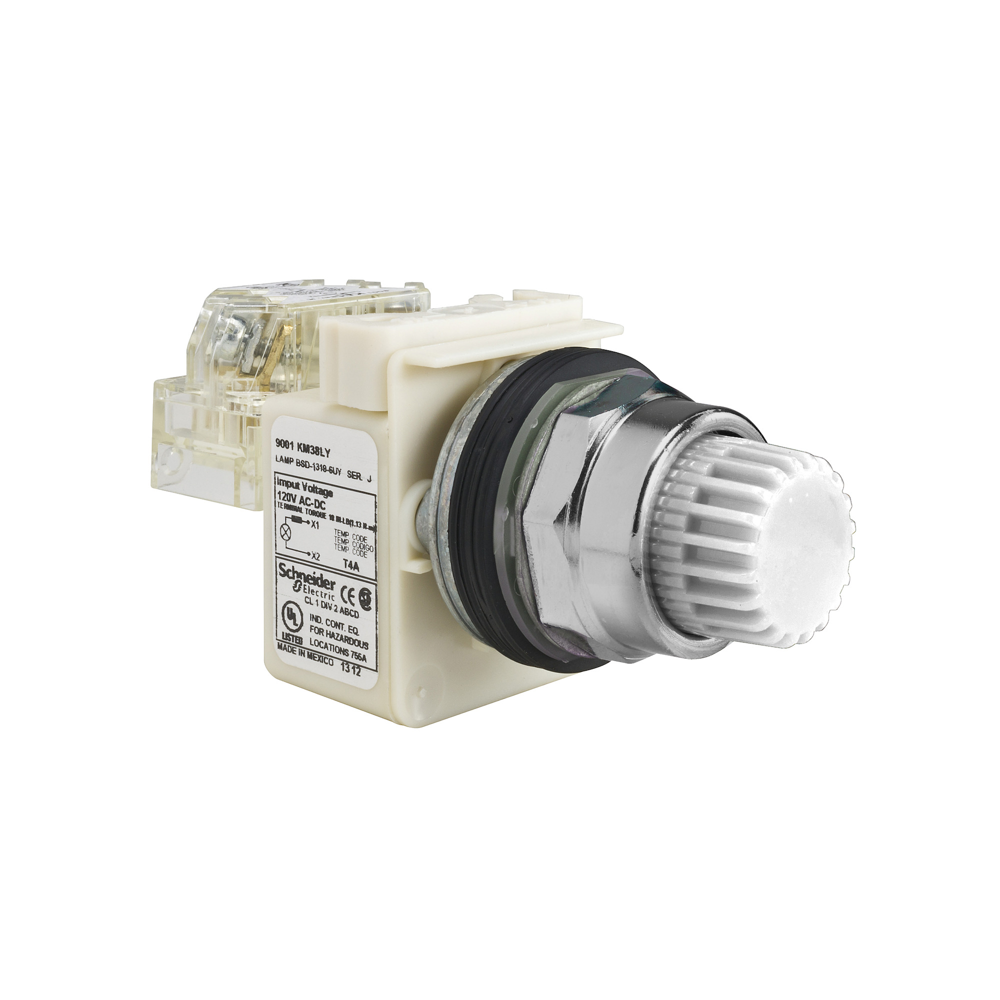 9001K2L35LWWH13 9001K Series Illuminated Push-Button, "
