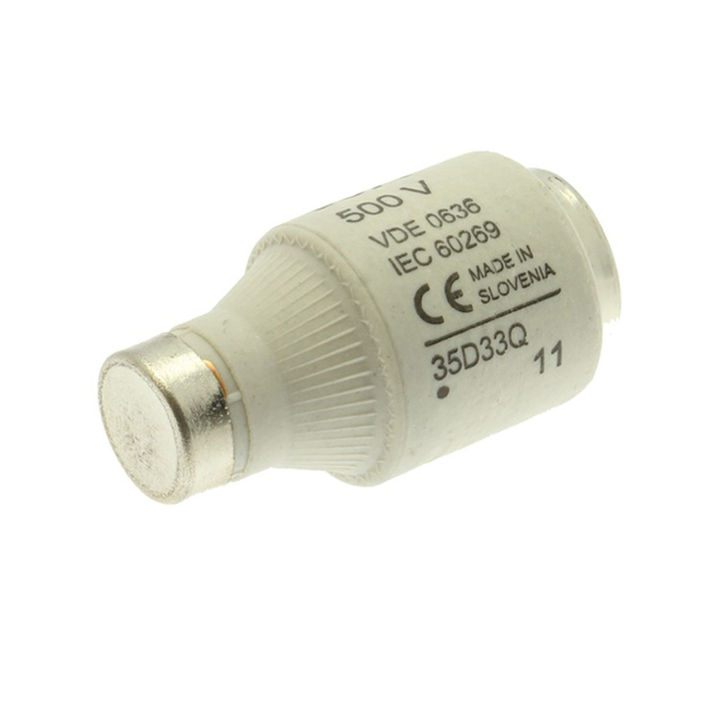35D33Q Fast Acting Low Voltage Non-Indicating D Fuse Link, 500 V, 35 A, For Use With E33/DIII Size Screw Cap, Class gR Fuse, Ceramic