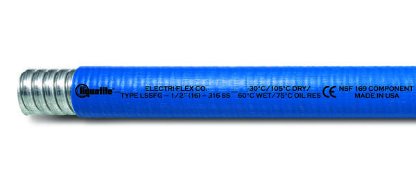 LSSFG 12, Blue, 3/4 Inch Stainless Steel Food Grade Liquidtight Antimicrobial Conduit