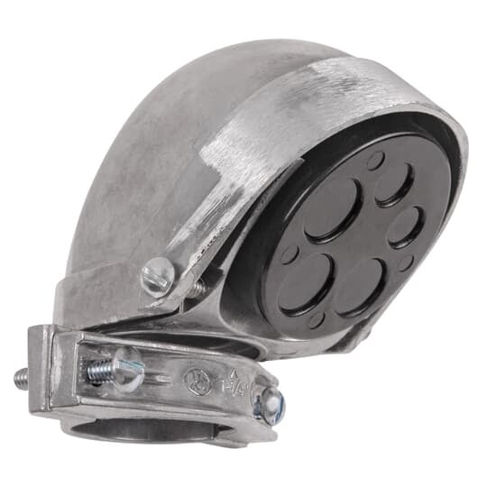 SH-104 Steel City Clamp-On Service Cable Cap, 1-1/4 in, (5) 19/32 in, 5/8 in Hole, For Use With EMT/Rigid/IMC Conduits, Aluminum