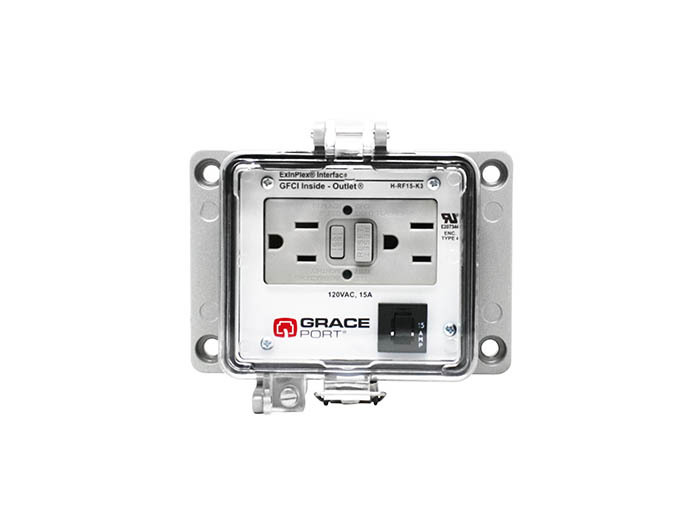 H-RF15-K3 H Series GFCI Receptacle, 120 V AC, 20 A, Gray