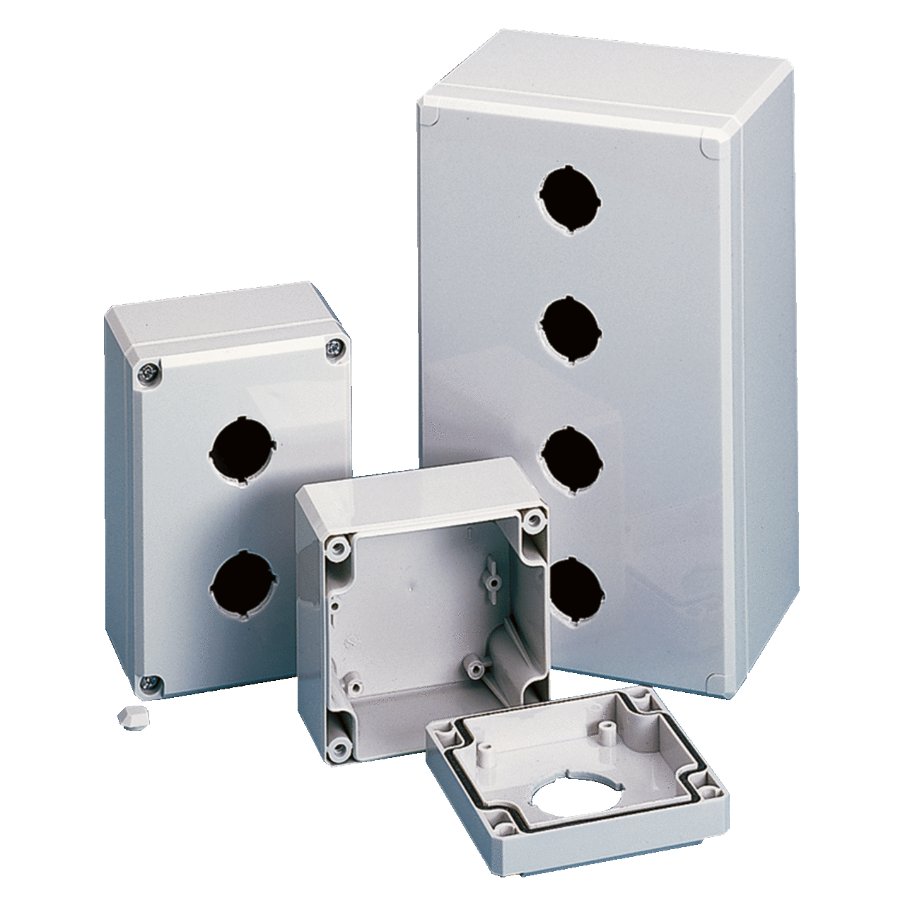 Q4PBPCD Q41 D Pushbutton Enclosure, 193 mm L x 113 mm W, 4 Outlets, NEMA 4X/IP67 NEMA Rating, Polycarbonate