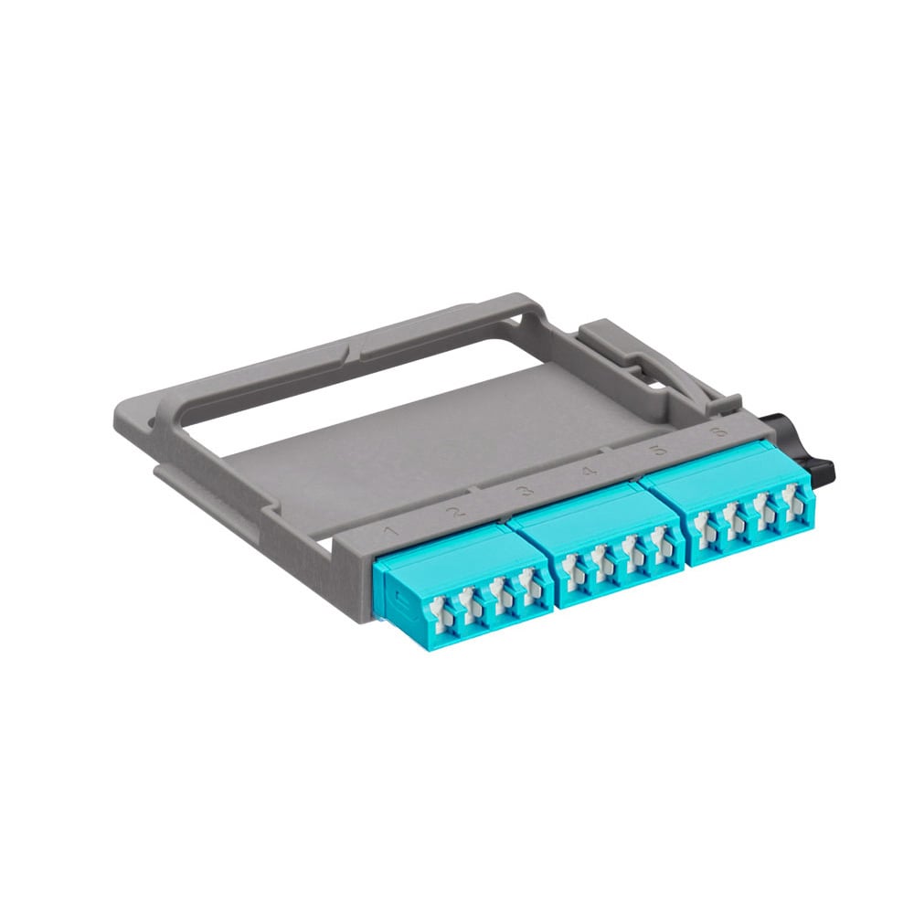 5FUHD-SQL HDX Shuttered Fiber Adapter Plate, LC Quad/MTO Connector, 12 Ports, 10Gig OM3/OM4 Laser Optimized Multimode Fiber