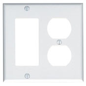 SJ826-40 Decora Midway Size Combination Wall Plate, 2 Gangs, 4.937 in W x 4.875 in H, Stainless Steel