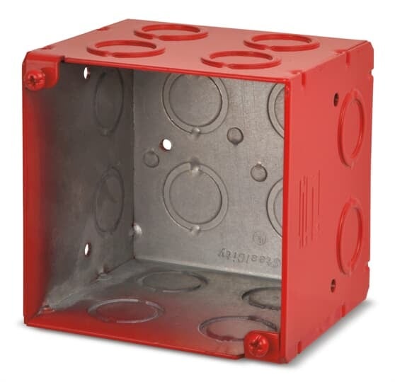 521911234RD Steel City Specialty Outlet Box, Steel, 46 cu-in Capacity, (1) Outlets, (18) Knockouts, 4 in H x 4 in W x 3-1/2 in D