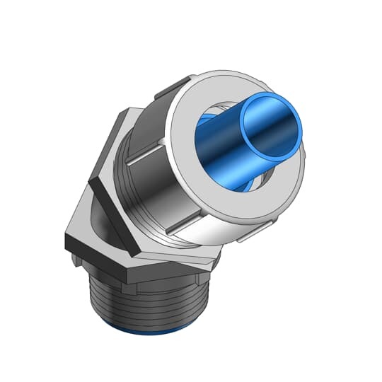 LT4200M T&B Flexible Conduit Connector With Nylon Insert, 2 in Trade, 45 deg, Steel