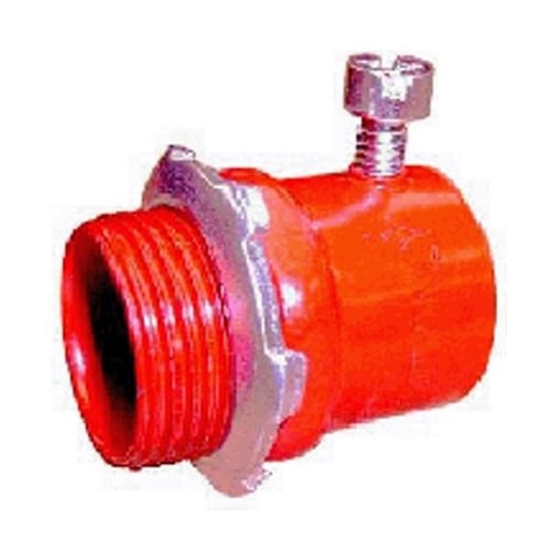 233-SR Bridgeport Red Fire Non-Insulated Set Screw Connector, 1-1/4 in Trade, For Use With EMT Conduit, Steel, Powder Coated