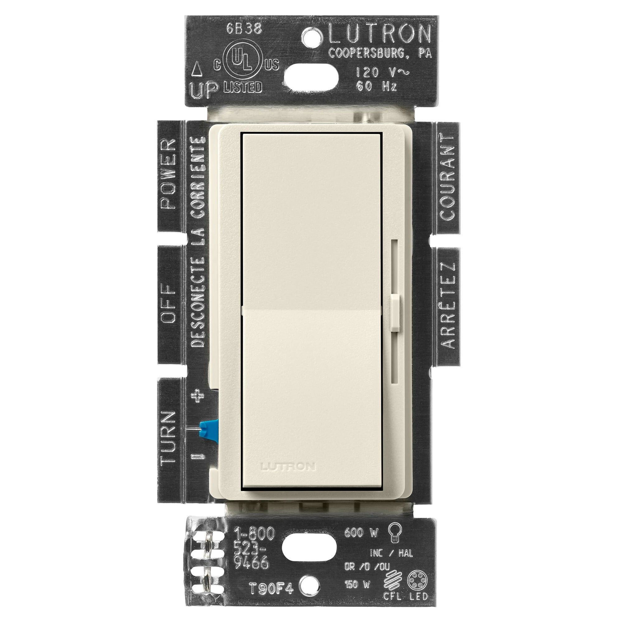 DVSCCL-153P-PM Diva LED+ Dimmer Switch, No Neutral Required, 150W LED, 1 Pole/3-Way, 120V, Pumice