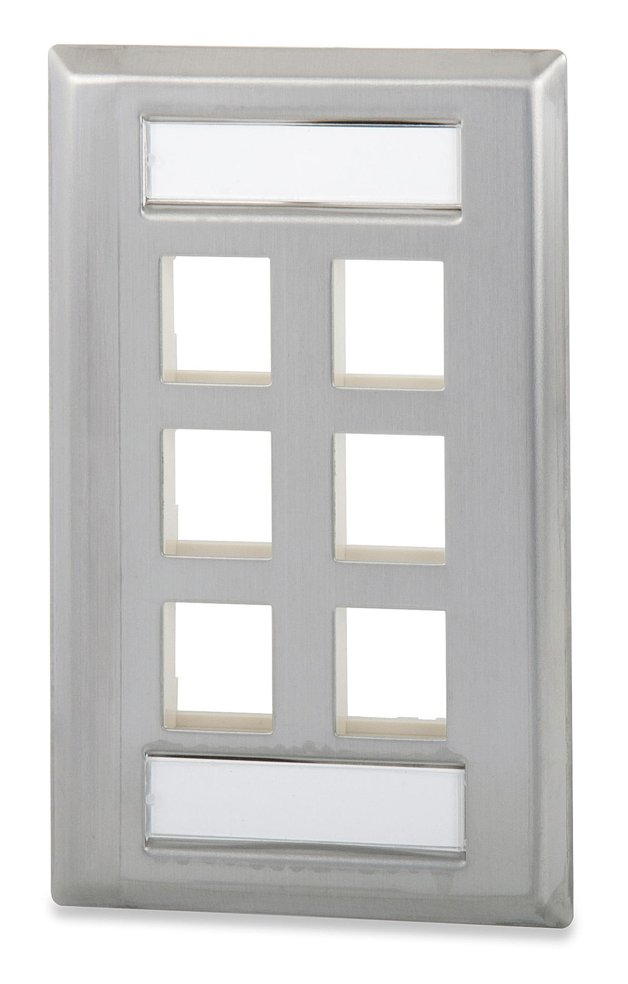 6-Port Single Gang S.Steel Faceplate with labeling window