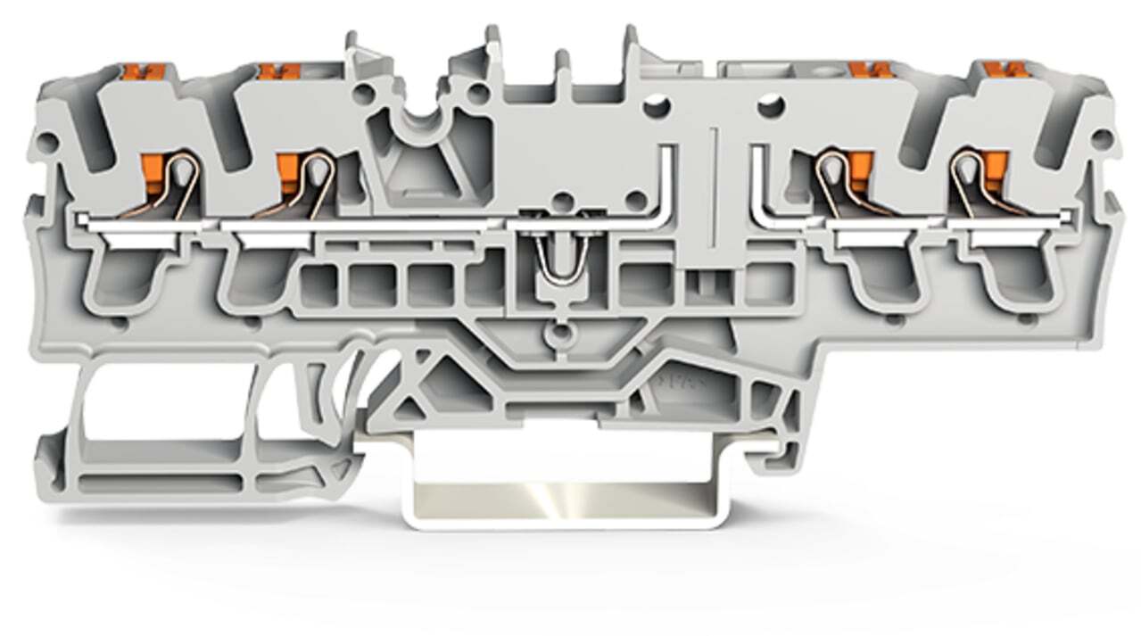 2202-1861 Operating Tool Conductor Terminal Block, 400 V, 16 A, 22 to 12 AWG Wire, 2 Poles, DIN Rail Mount