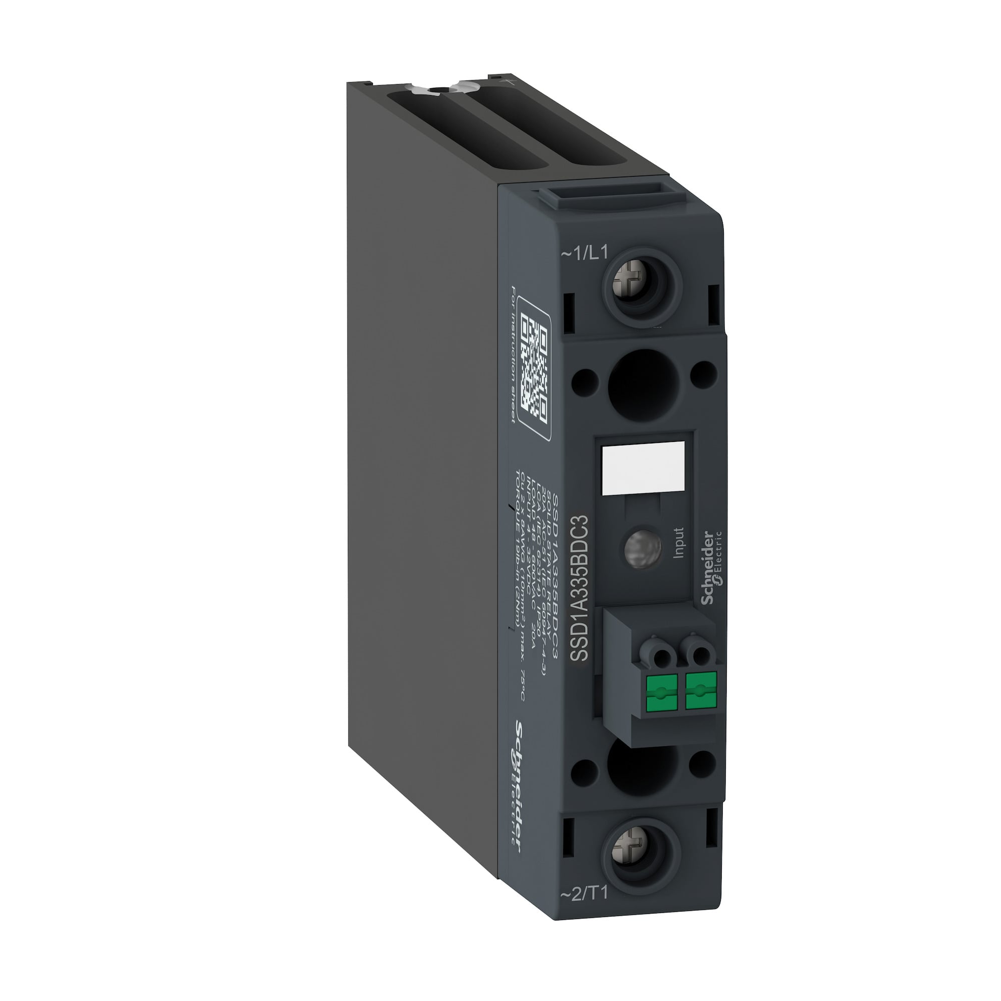 SSD1A320BDRC3 Zelio 1-Channel 1-Phase Random Voltage Switching Solid State Relay With Green LED, 20 A, 1NO 1 Form A Contact, 4 to 32 V AC Control/48 to 600 V AC Load V Coil