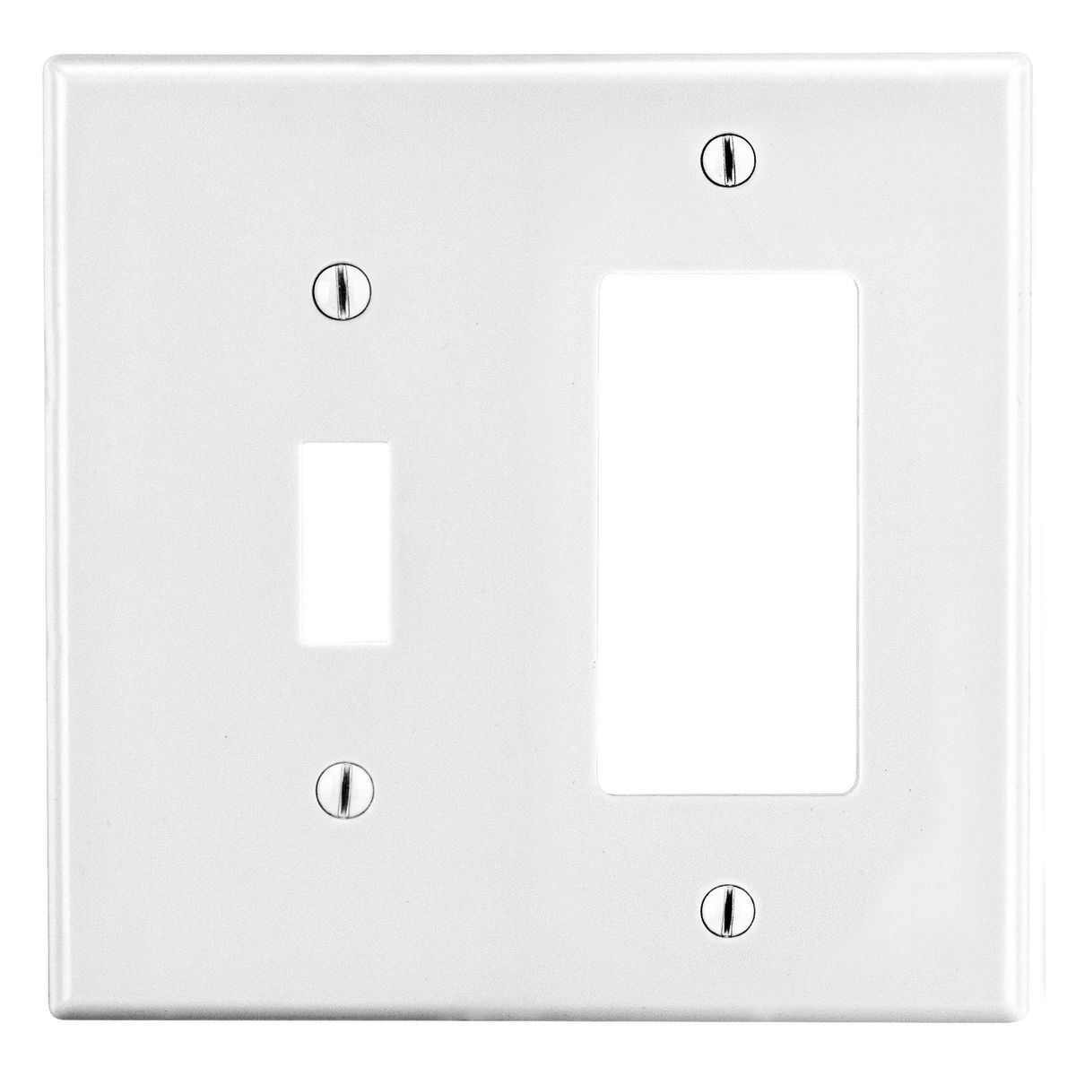 P126W Non-Metallic Standard Wall Plate, 2 Gangs, 4.69 in W x 4.63 in H, Polycarbonate Thermoplastic, White