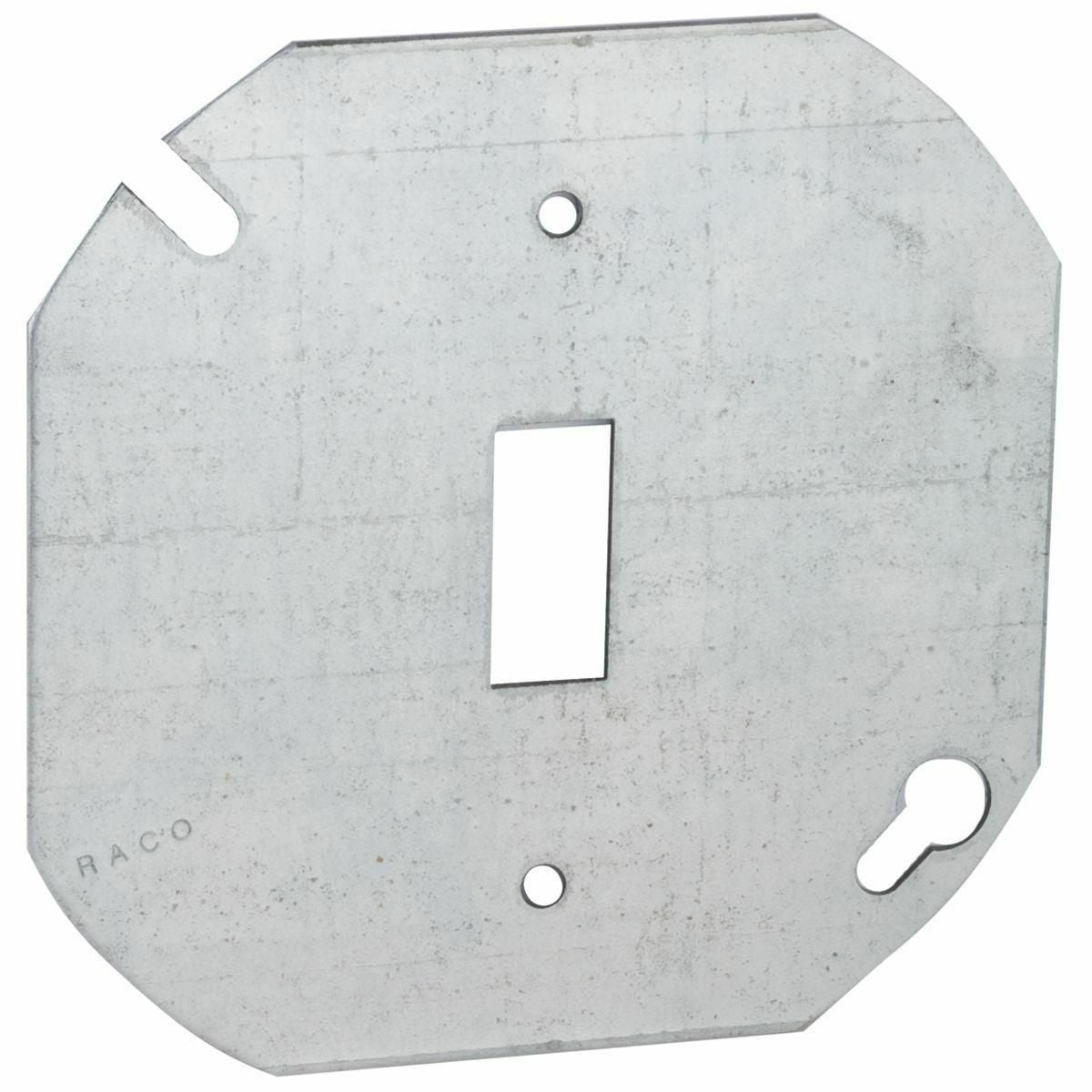 729 Flat Box Cover, 4 in Dia, 3.63 in L x 4 in W x 1/8 in D, Toggle Switch Cover, Steel