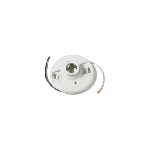 16520 4-Terminal Keyless Lamp Holder With 7 in Black and White Conductors, E26 Lamp