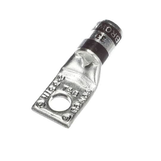 54107 Color-Keyed 54100 1-Hole Non-Insulated Compression Lug With Peep Hole, 2 AWG Copper Conductor, Die Code: 33, 1/4 in Stud, Copper