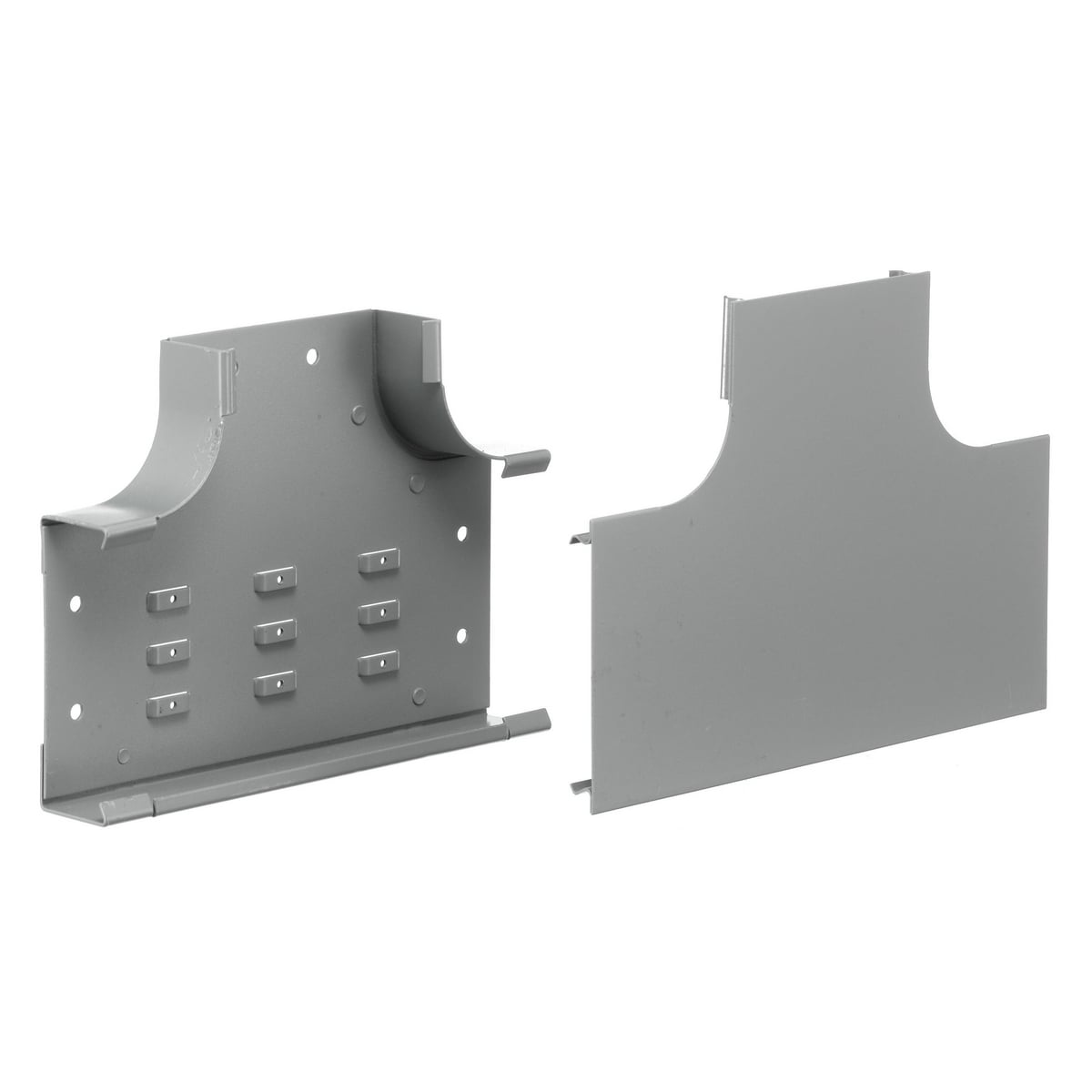 HBL4715GY Large Radius Standard Undivided Tee Fitting, 90 deg Bend, For Use With HBL4750 Series Metal Raceway, Roll Formed Steel, Gray