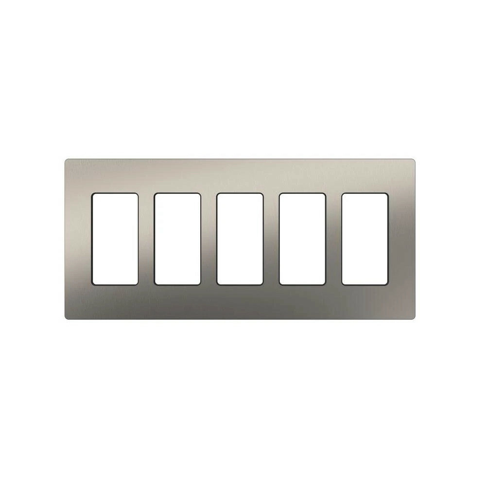 CW-5-SS Claro Wall Plate for Decorator/Designer Paddle Switches and Dimmers, 5 Gang, Gloss, Stainless Steel
