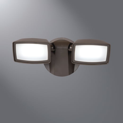 FT1850L 1850 Dual Position Twin Head T-Shape Floodlight, (2) LED Lamp, 12.9 W Fixture, 120 VAC, Bronze Housing