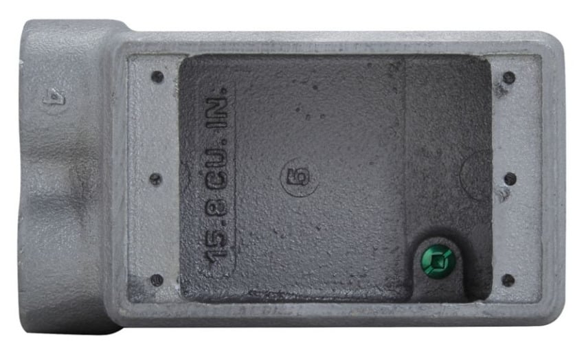 FSS1 Condulet Type FSS Shallow Device Box, Feraloy Iron Alloy, 1 Gang, 2 Outlets, 2 Knockouts, 2-3/4 in W x 1-7/8 in D x 5-5/32 in H