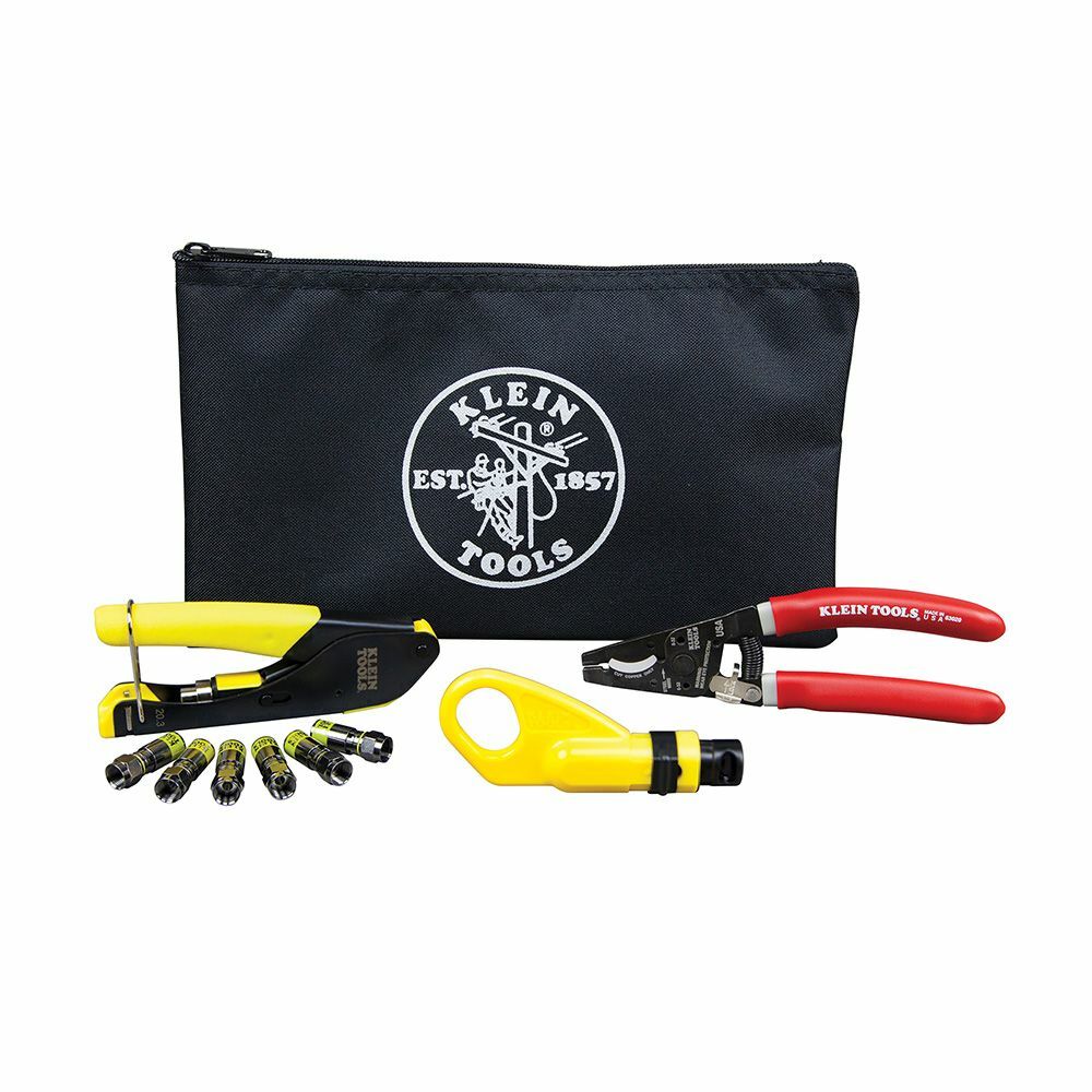 VDV026-211 Coaxial Cable Installation Kit With Polyester Zipper Pouch, 9 Pieces, Polycarbonate Plastic/Stamped Steel/Steel/Vinyl