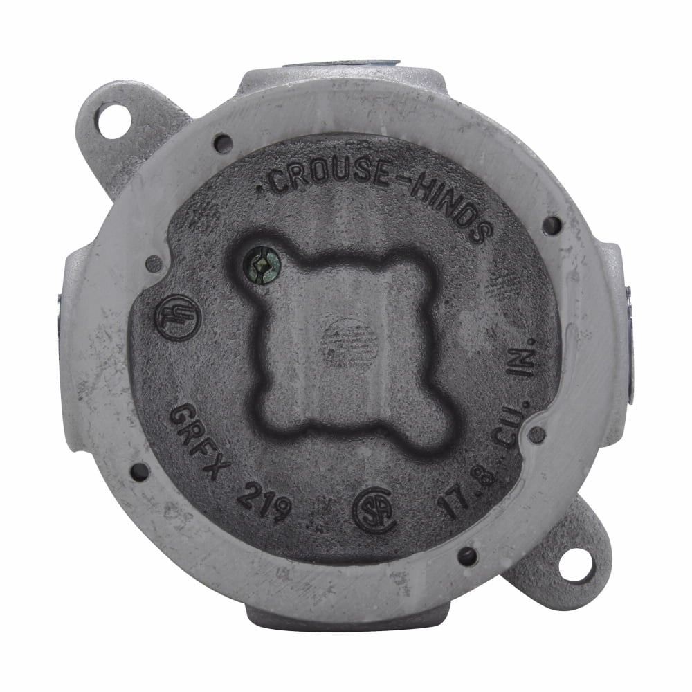 GRFX329 Conduit Outlet Box With Lugs, Feraloy Iron Alloy, 27 cu-in Capacity, 2.06 in W x 6.13 in D x 4.56 in H