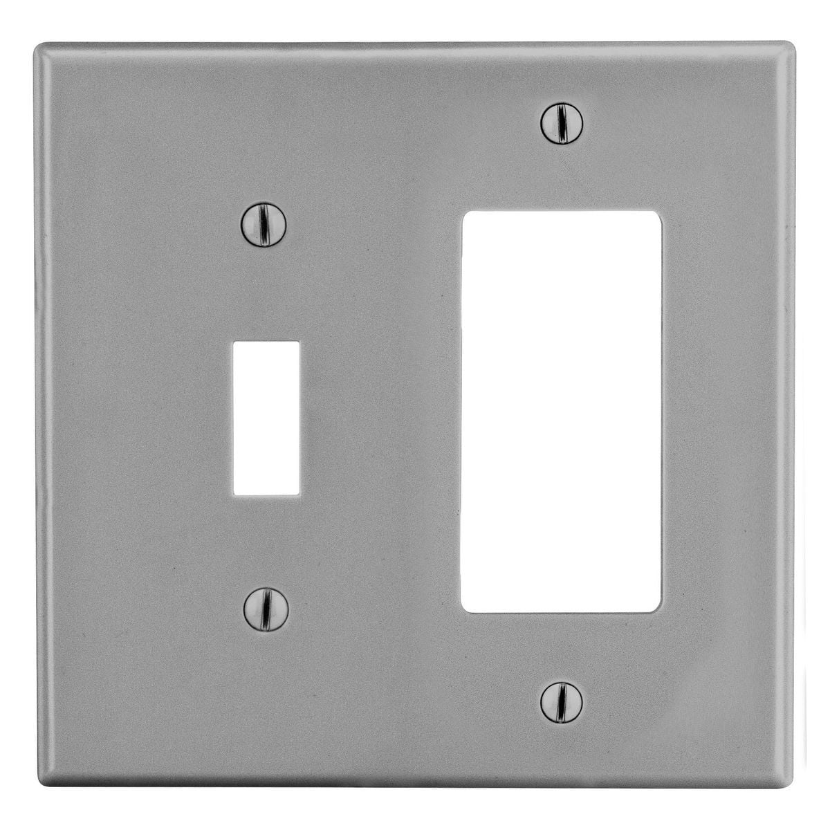 P126GY Non-Metallic Standard Wall Plate, 2 Gangs, 4.69 in W x 4.63 in H, Polycarbonate Thermoplastic, Gray