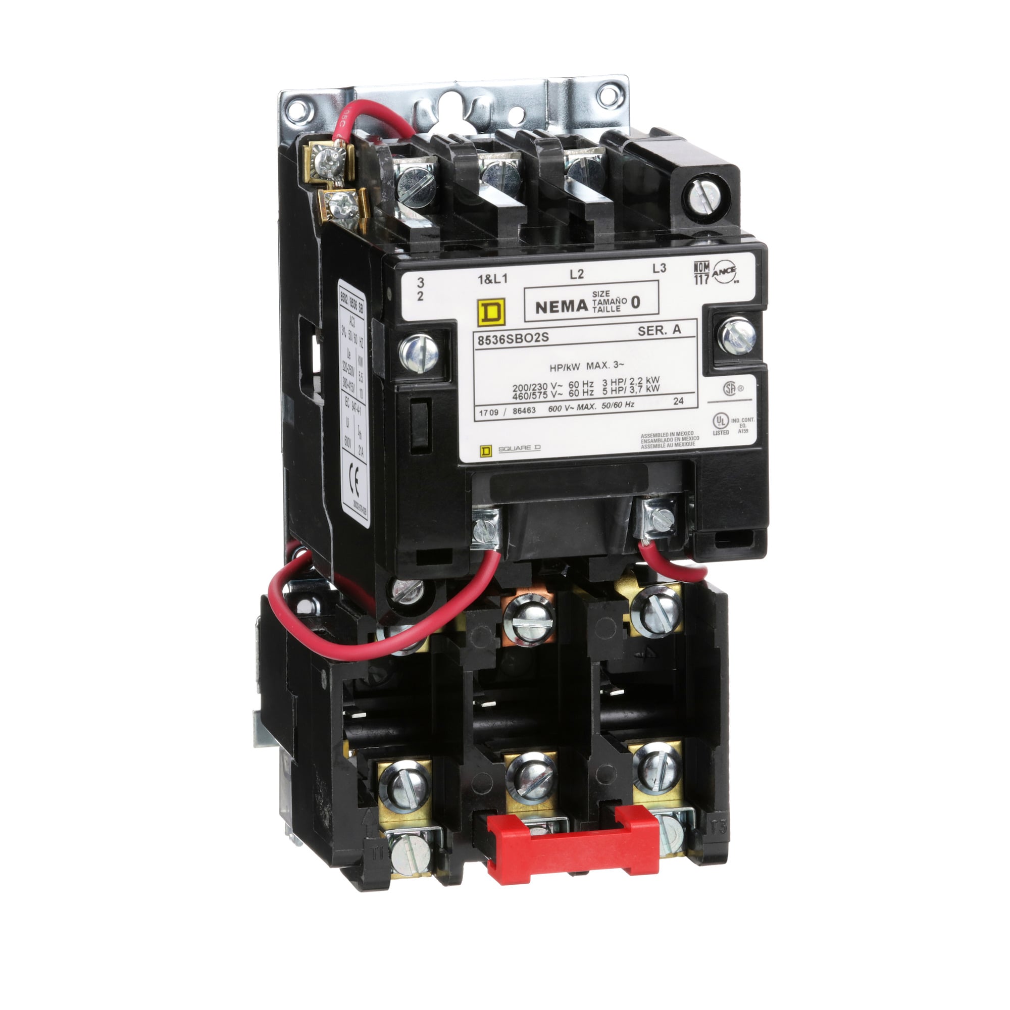 8536SBO2V06S Type S Magnetic Starter, 440 VAC at 50 Hz/480 VAC at 60 Hz V Coil, Non-Reversing Action, 3 Poles, Open Enclosure
