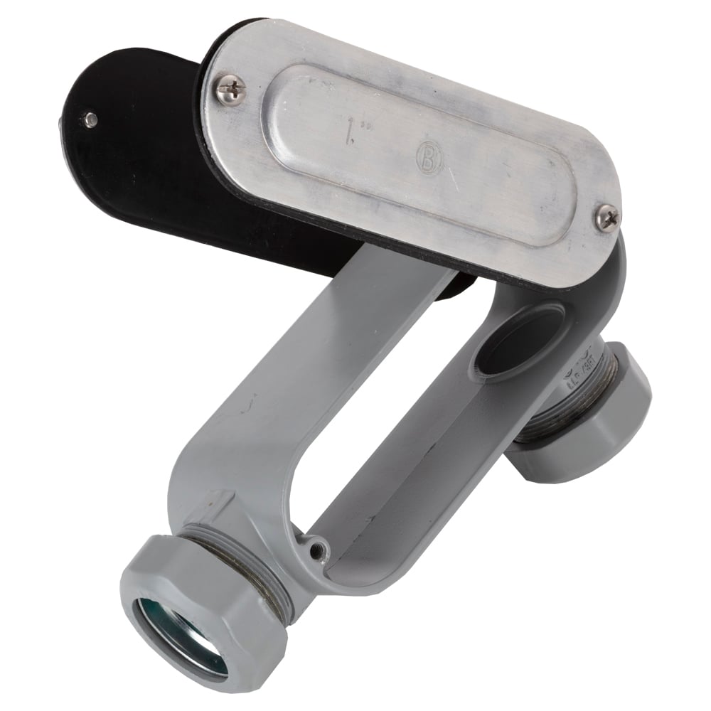 LLR-43RT Bridgeport 5 Series Type LLR EMT Conduit Body With Integral Raintight Connector, 1 in Hub, 85 Form, 15 cu-in Capacity, Aluminum