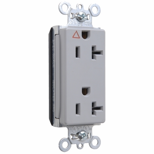 PTIG26362GRY PlugTail Isolated Ground Decorator Spec Grade Receptacle, 20 Amp, 125V, Gray