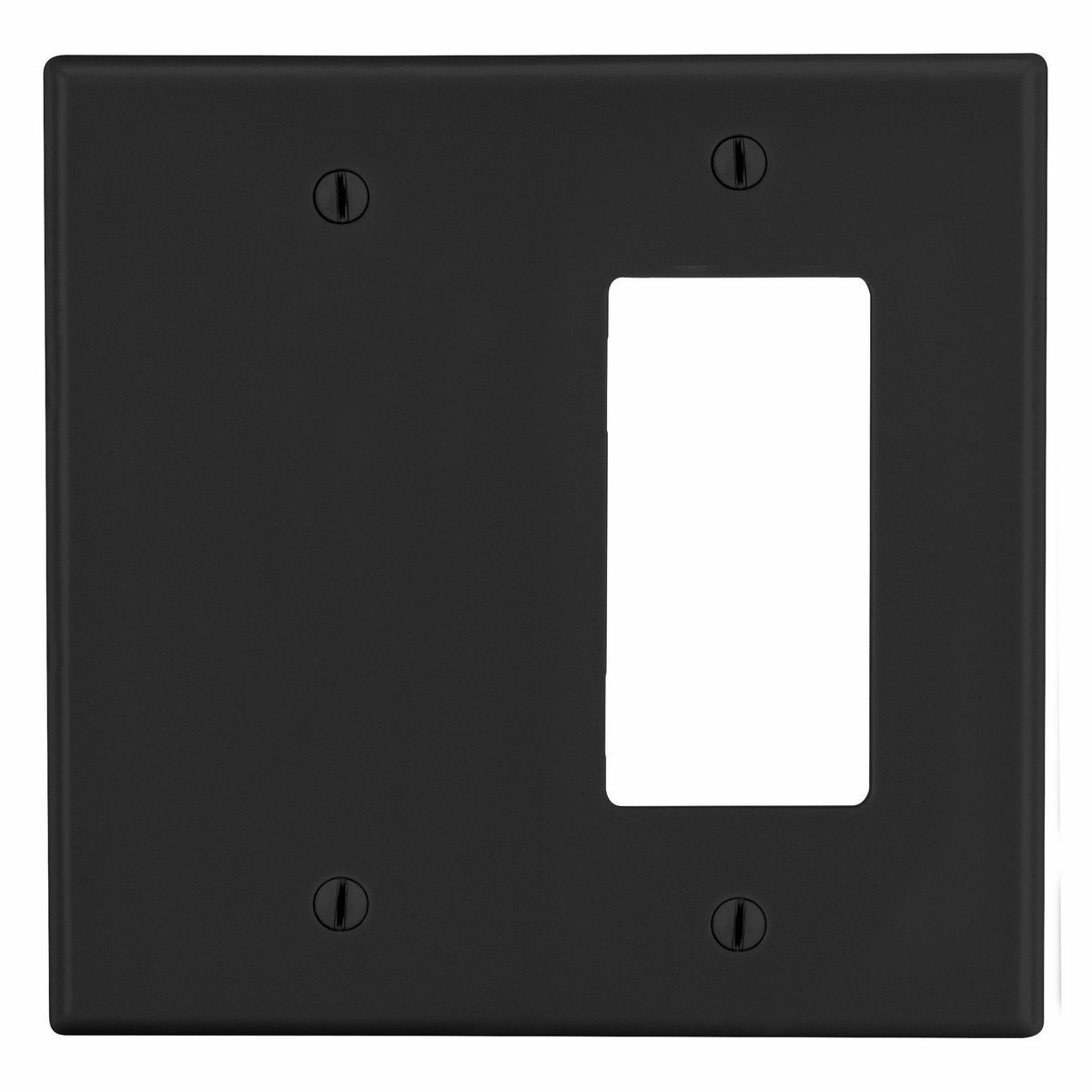 P1326BK Non-Metallic Standard Wall Plate, 2 Gangs, 4.69 in W x 4.63 in H, Polycarbonate Thermoplastic, Black