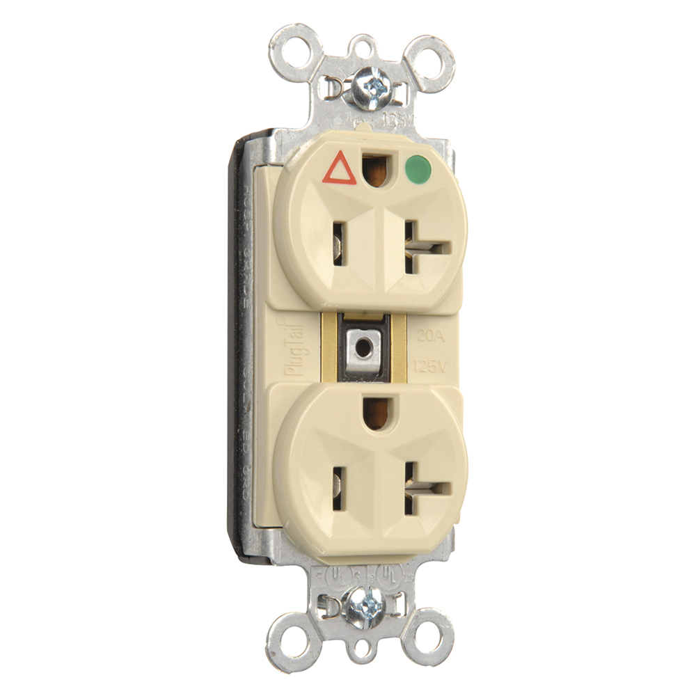 PTIG8300I PlugTail Isolated Ground Heavy Duty Receptacle, 20 Amp, 125V, Ivory
