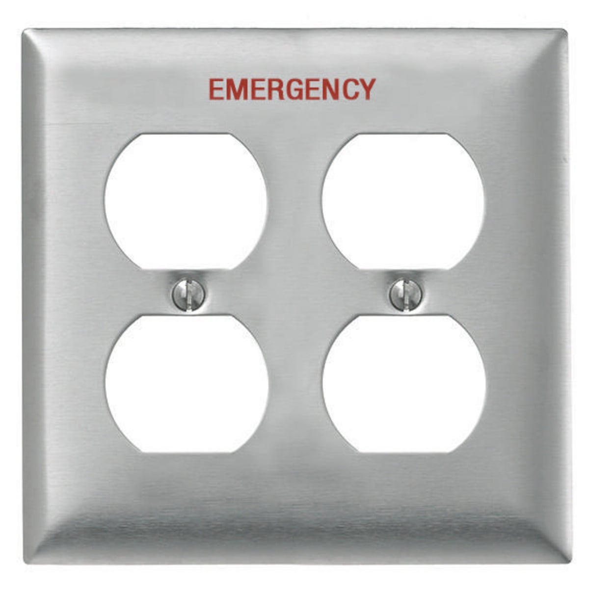 SS82MEV Standard Duplex Receptacle Wall Plate, 2 Gangs, 302/304 Stainless Steel, Metallic