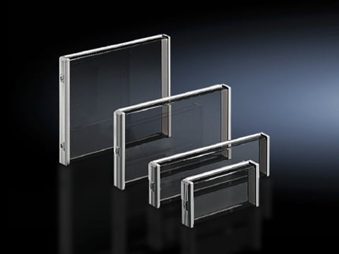 2780000 3U Rectangle Glazed Cover With 137.5 mm H x 280 mm W Viewing Area, 13 in W x 1.9 in D, For Use With FT Series Enclosure, Aluminum/Smoked Acrylic