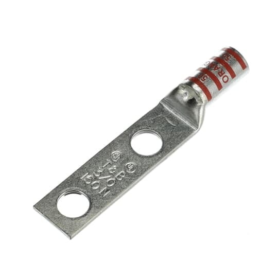 54864BEPH Color-Keyed 54800 2-Hole Non-Insulated Compression Lug With Peep Hole, 3/0 AWG Copper Conductor, Die Code: 50, 1/2 in Stud, Copper