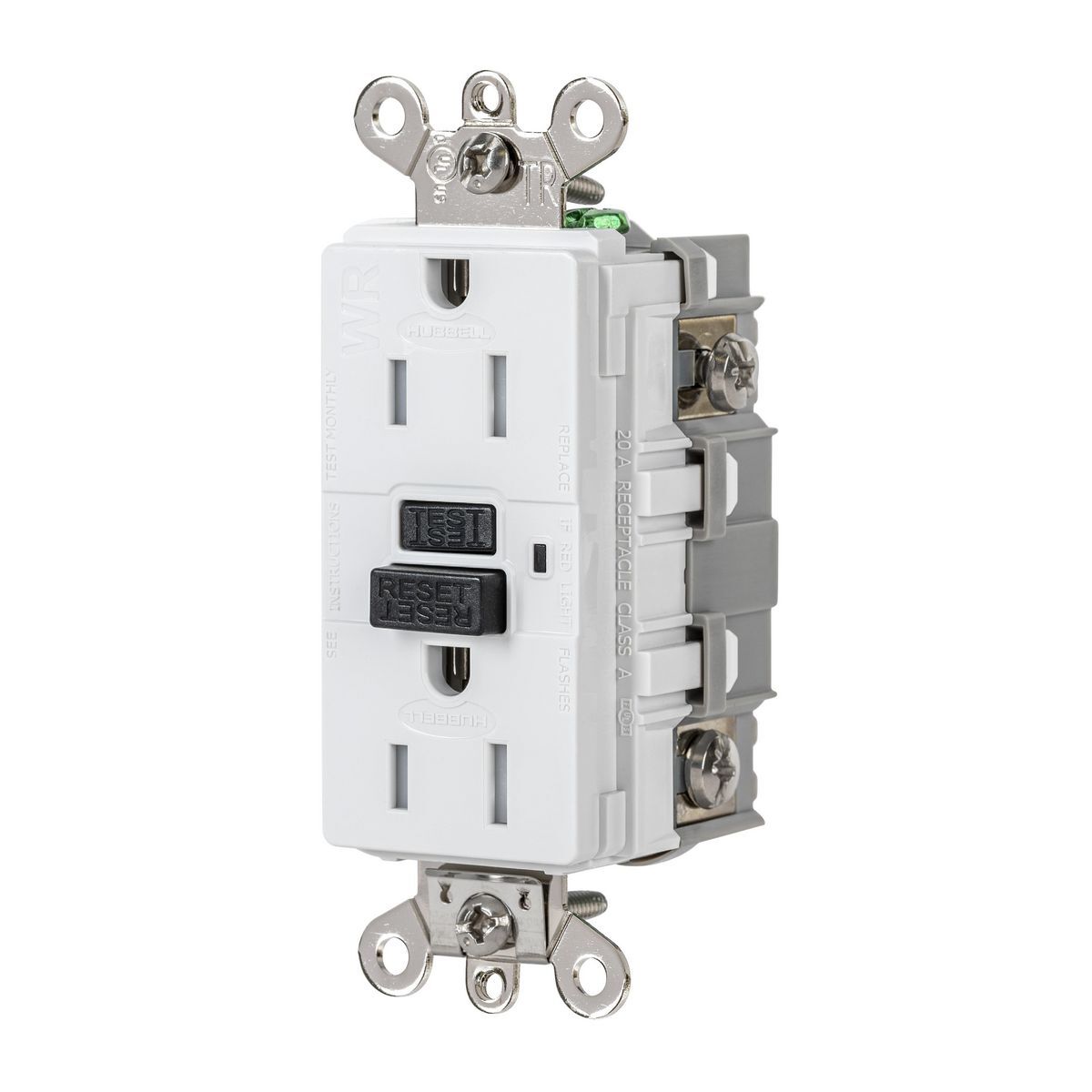 GFSG5262W Extra Heavy Duty GFCI Receptacle, 125 V AC, 15 A, White