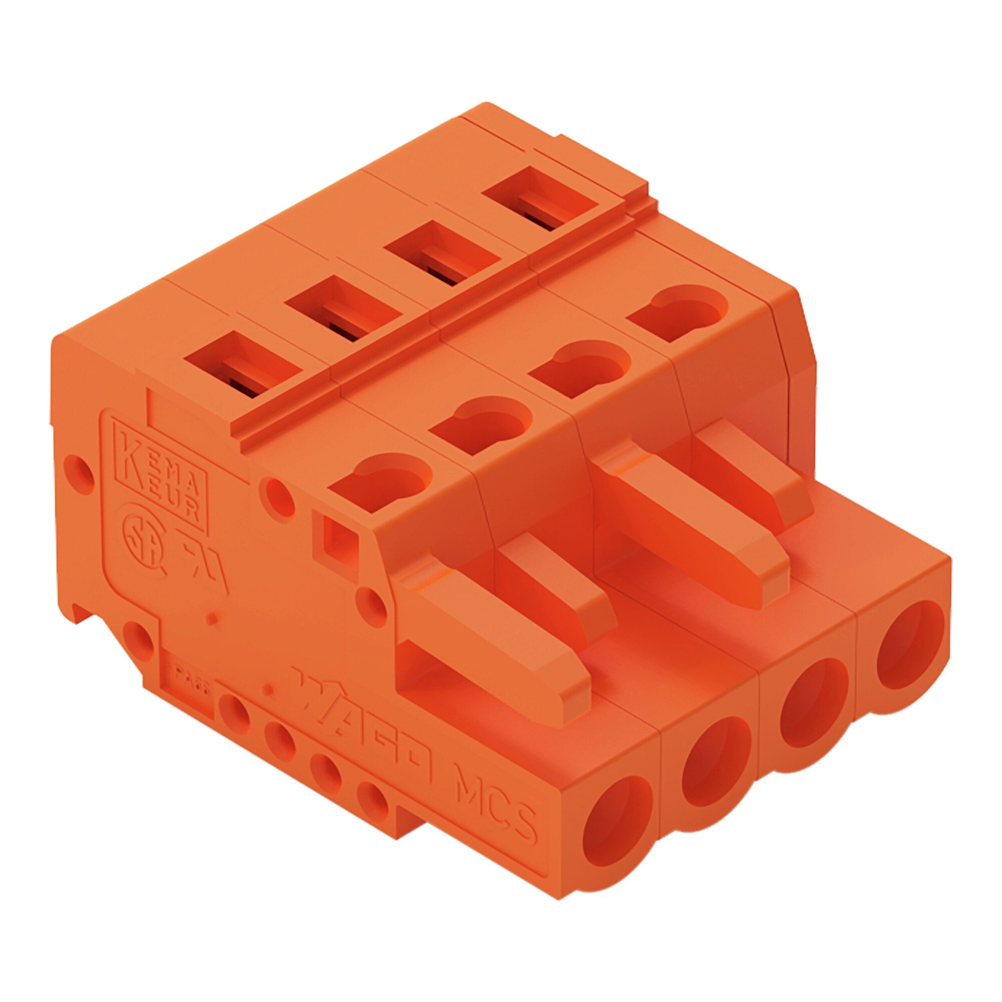231-304/026-000 231 1-Conductor Female Plug, 320 V, 16 A, 28 to 12 AWG Wire, 4 Poles, DIN Rail Mounting