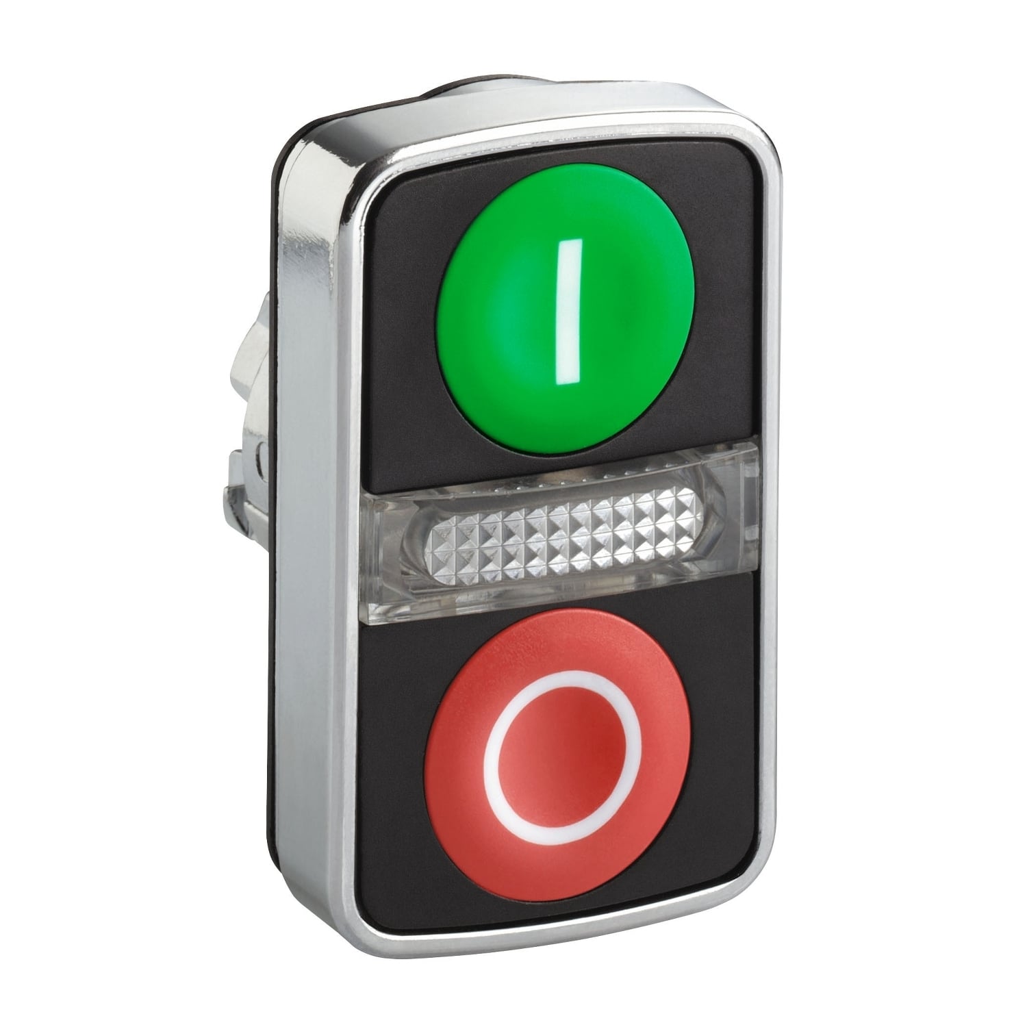 ZB4BW7A3741 Harmony Double Flush Non-Illuminated Momentary Standard Pushbutton Head, 22 mm, Rectangle Shape, I, O Legend, Metal, Green/Red