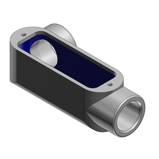 LL68 T&B BlueKote Type LL Conduit Body, 2 in Hub, Form 8 Form, 88 cu-in Capacity, Iron, Epoxy Powder Coated/Zinc Plated