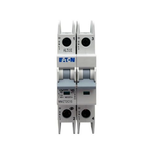WMZT2C15 Current Limiting Miniature Circuit Breaker, 277/480 V AC, 15 A, 10/15 kA Interrupt, 2 Poles, Thermal Magnetic Trip