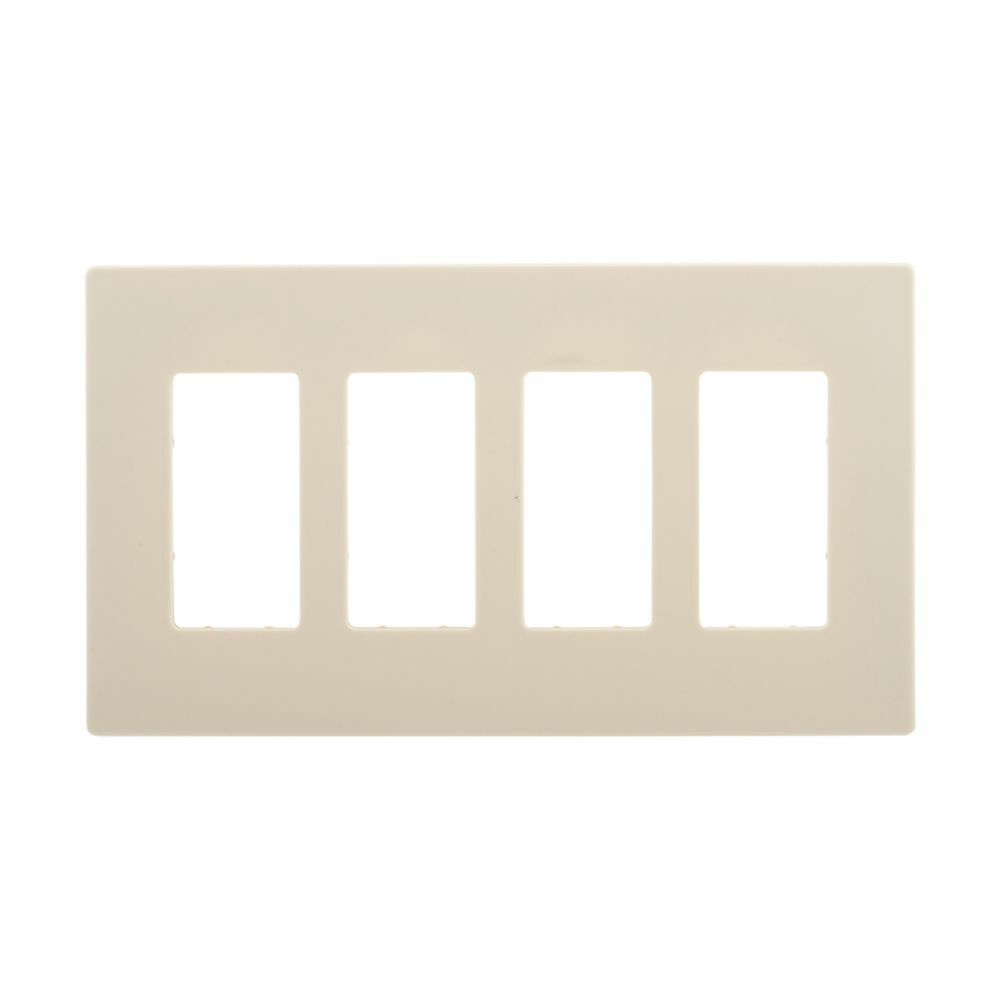 Mid-size Screwless Wallplate, Almond, Decorator, Polycarbonate, 4, Mid-size