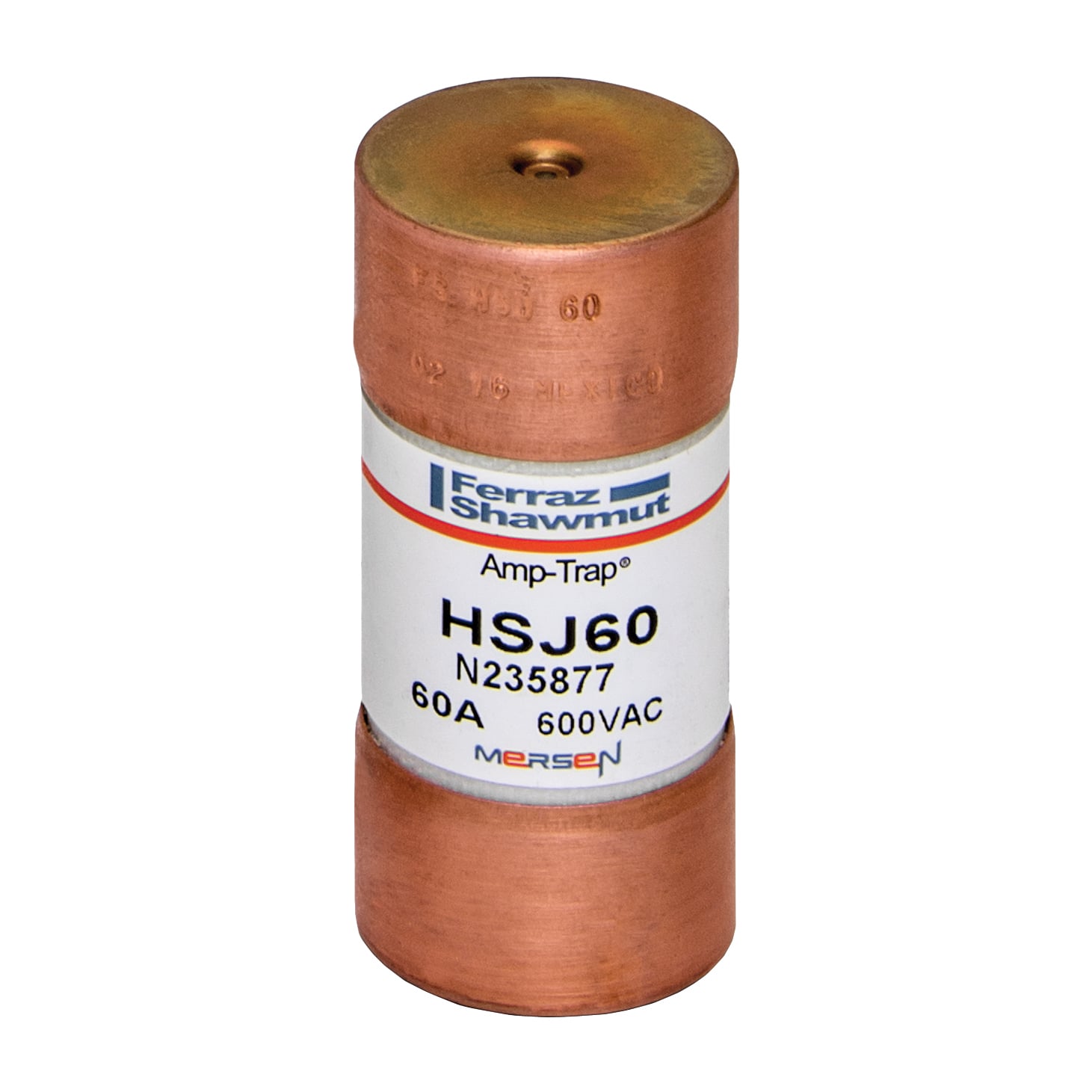 HSJ60 Amp-Trap Current Limiting Low Voltage High Speed Fuse, 60 A, 600 V AC/500 V DC, 200/100 kA, Class J, Cylindrical Body