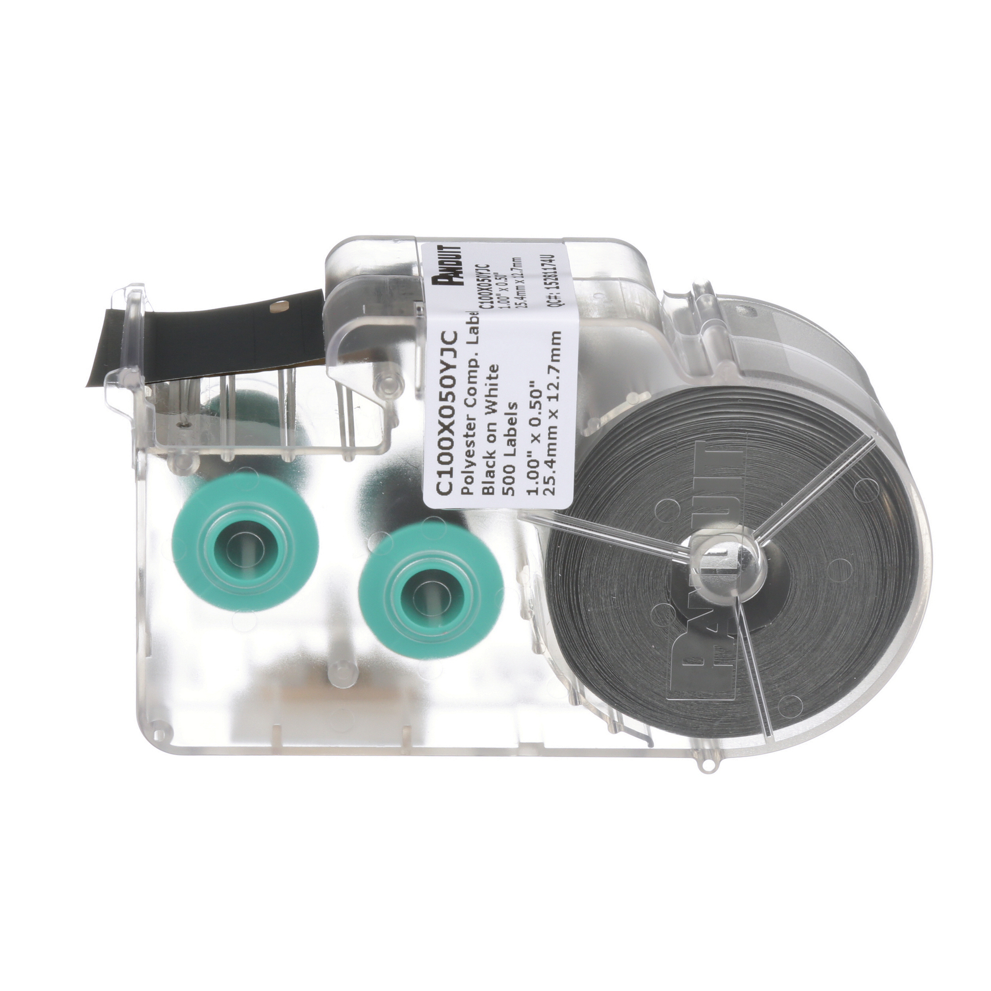 C100X050YJC P1 Adhesive Die Cut Portable Printer Component Label, 1/2 in L x 1 in W, BLANK Legend, White, Polyester