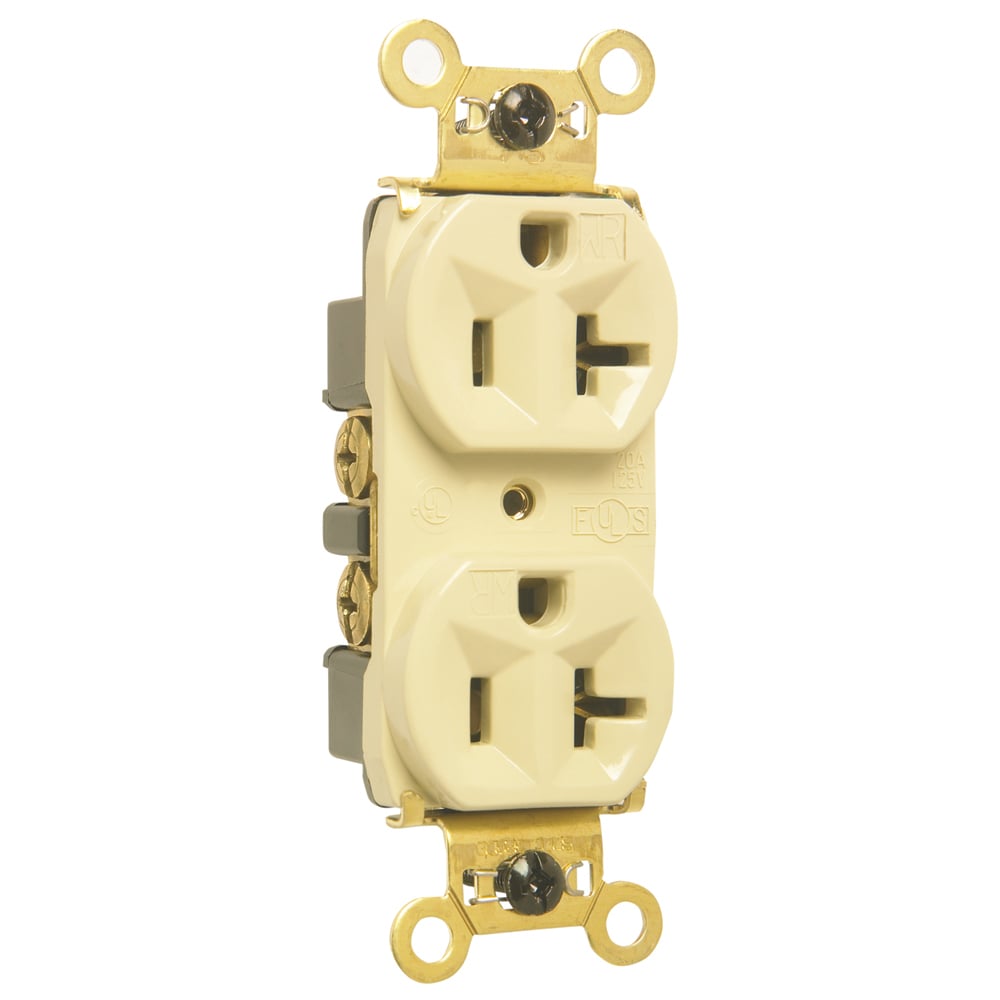 WR5362I  Heavy Duty Spec Grade Receptacle, Back and Side Wire, 20 Amp, 125V, Ivory