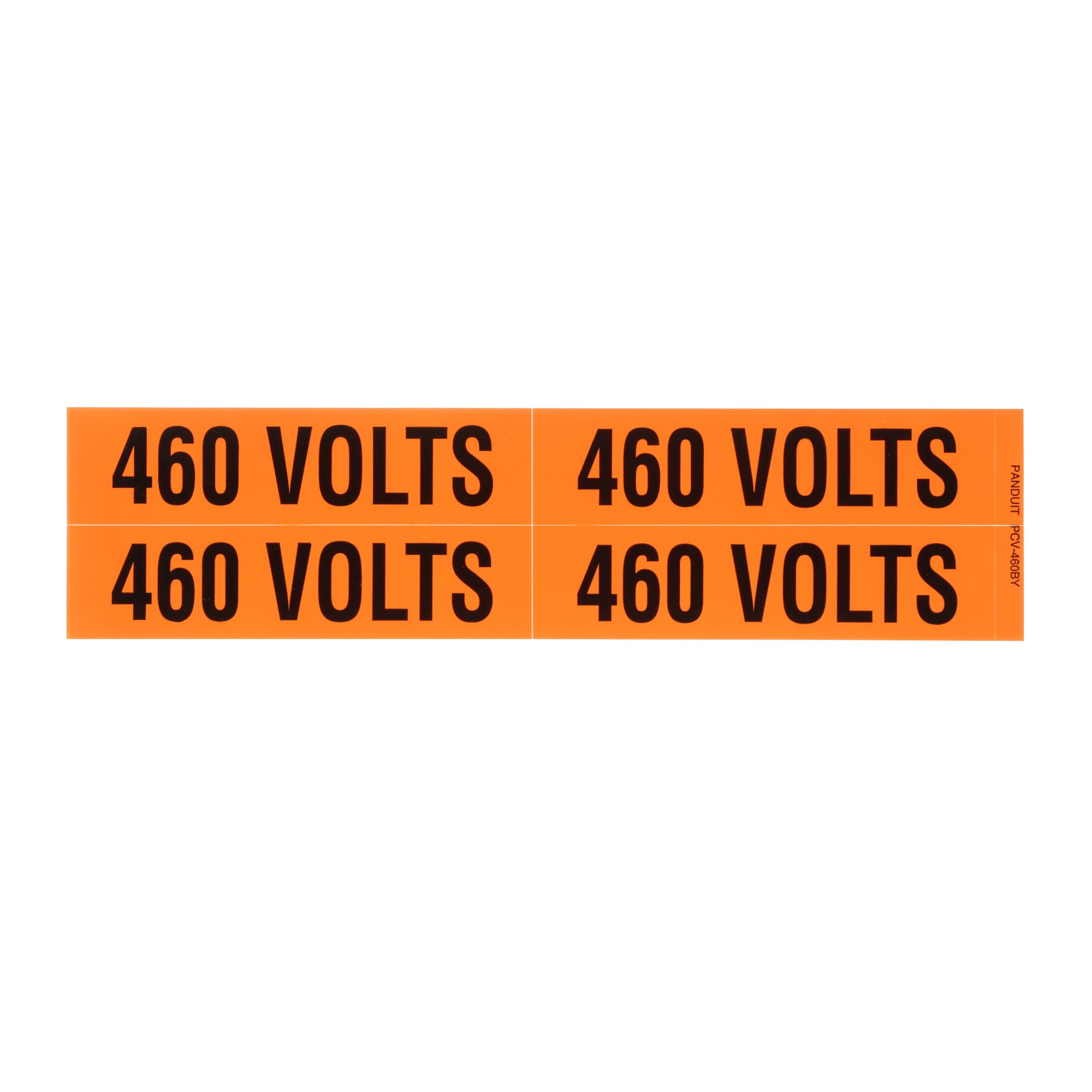 PCV-460BY Style B Voltage Marker, 4.5 in W x 1.13 in L, 460 VOLTS Legend, Black Legend, Orange Background, Vinyl