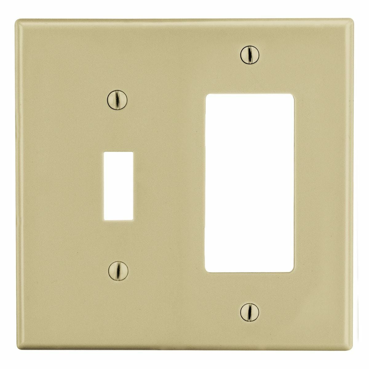 PJ126I Mid-Size Non-Metallic Wall Plate, 2 Gangs, 5 in W x 4.94 in H, Polycarbonate Thermoplastic, Ivory