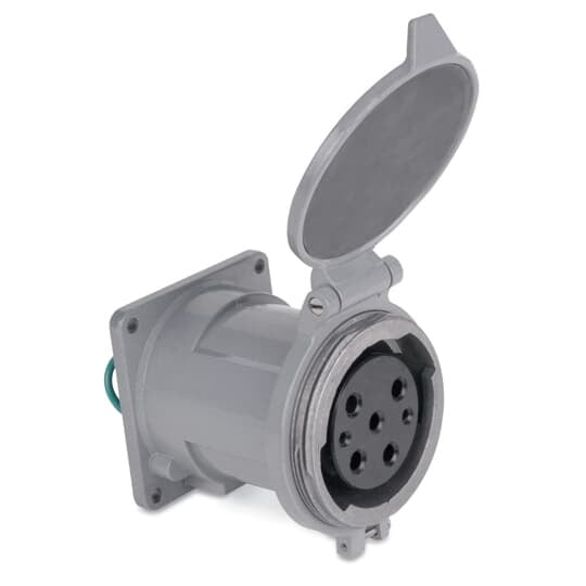 DS2404FR000 Russellstoll MaxGard 3-Phase Gated Dead Front Female Sleeve Pin and Sleeve Receptacle With Screw Cover, 480 VAC, 200 A, 3 Poles, 4 Wires